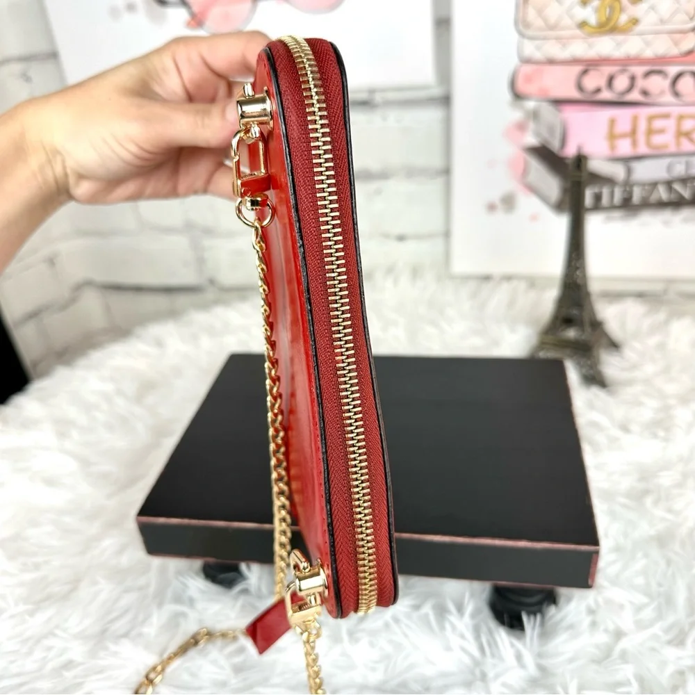 Chloe red leather custom paint crossbody wallet on chain - Picture 6 of 16